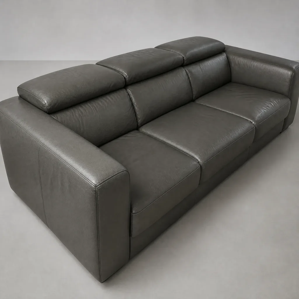 Detail der Rückenlehne im Sitzbereich: Ledersofa, Polsterreparatur bei der Egora Polsterei Wetzikon