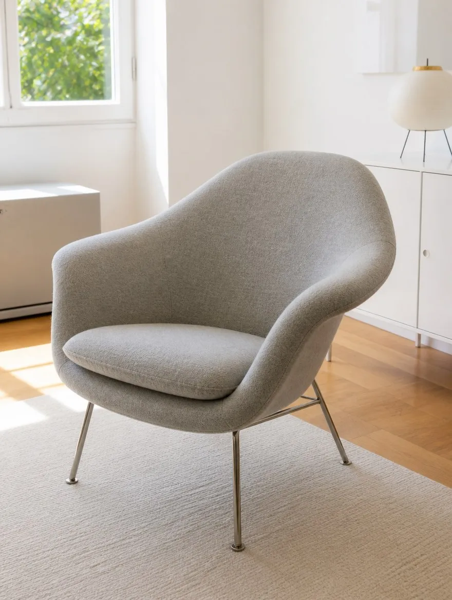 Visualisierung: Knoll Womb Chair nach der Polsterreparatur, Polsterreparatur bei der Egora Polsterei Wetzikon
