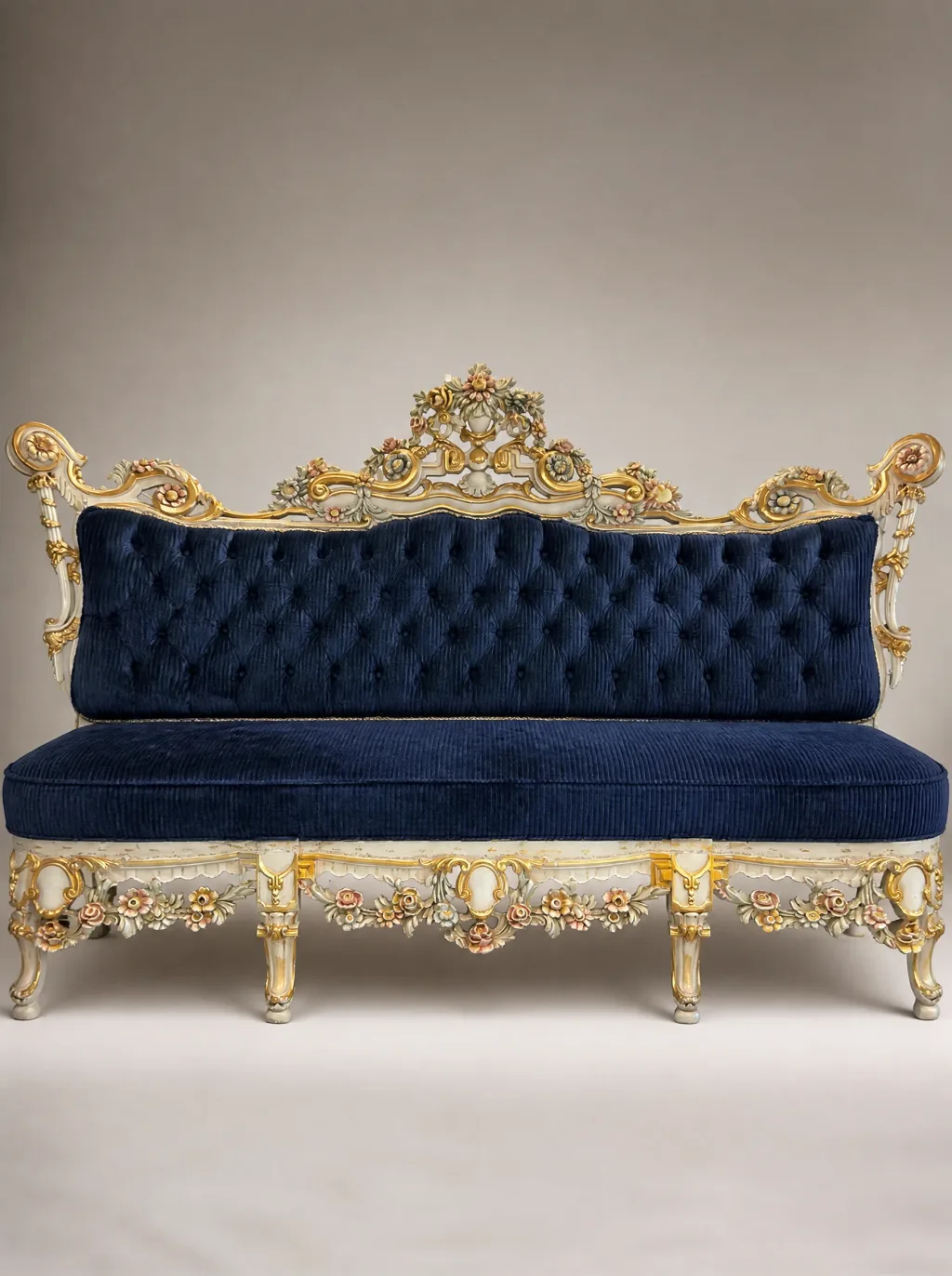 Barocksofa in dunkelblauem Cord: Polsteratelier bei der Egora Polsterei in Wetzikon