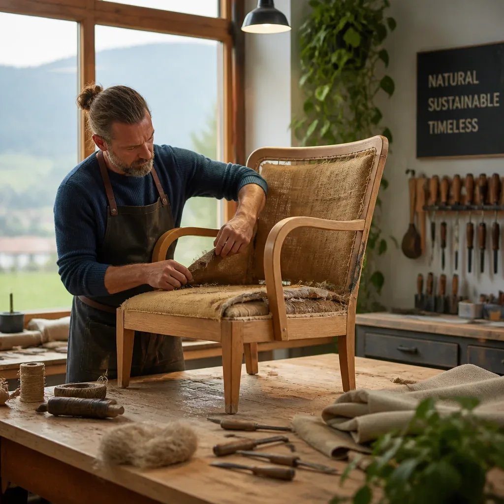 Nachhaltiges Polstern und Restauration eines Massivholz-Sofas – Egora