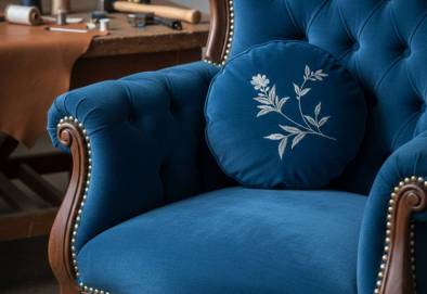 Detailaufnahme eines handgefertigten Polstermöbels nach Mass